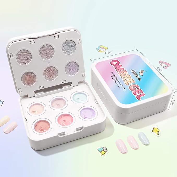 Cushion Patting Gel Polish Pallete Kit - 6 Colors Sponge Ombre Gradient Gel Pat Paint for Nails - Painting Nail Art Palette Manicure Tools for Blush Aura French Sculpting Nails Salon Home