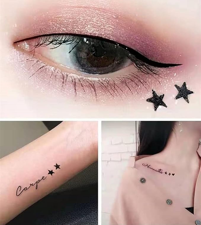 Go Ho Heart and Star Eyeliner Stamp Black Liquid Liner,2 PCS Waterproof Stamp Eyeliner Set,Double-Side Cat Eye Liner,Long-lasting Smudge-proof Eye Liner Makeup Tools