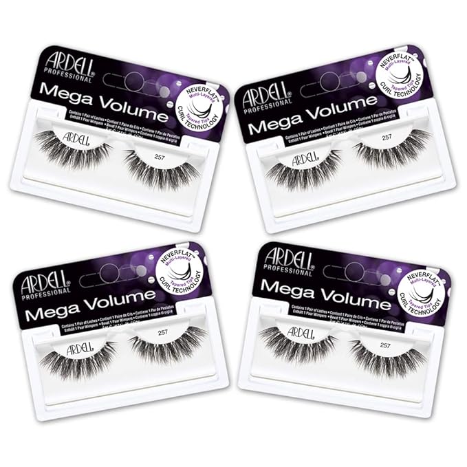 Ardell Mega Volume Lash 257 Multi-Layered False Lashes with Curl Technology, 4 Pairs