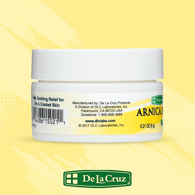 De La Cruz Arnica Salve Foot Care Cream for Dry Cracked Heels & Feet, Skin Care, Hand Salve, 24 Hour Moisture Balm - (Trial Size)