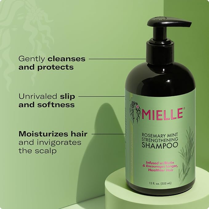 Mielle Wash Day Essentials Bundle - Rosemary Mint Shampoo, Conditioner, Leave-In Conditioner (3 Products)