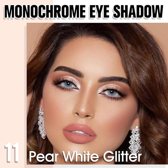 Pear White Single Cream Shimmer Eyeshadow Makeup, Sheer White Glitter Eye Shadow for Mature Skin, Singles Eyeshadows Palette Pigmented Waterproof, sombras para ojos, Vegan & Cruelty-Free
