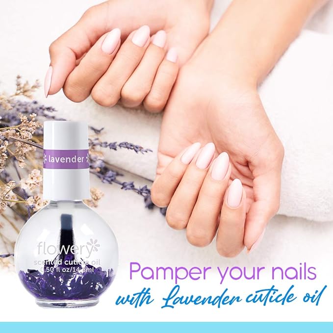 Flowery Lavender Scented Cuticle Oil – Nail & Cuticle Treatment, for Dry Cracked Cuticles, Moisturizing Nail Oil for Strong Healthy Nails, 0.5 oz, 2 Pack