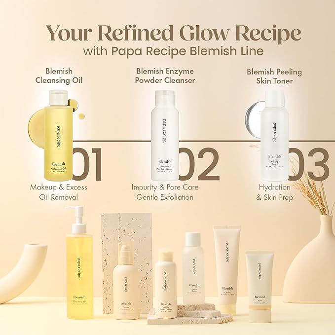 Papa Recipe Blemish Enzyme Cleansing Powder (1.7oz/50g) – Papain & Rice Powder-to-Foam Face Wash, Skin Radiance & Sebum Care, Gentle Exfoliation, Smoother Texture & Clearer Pores, Korean Skin Care
