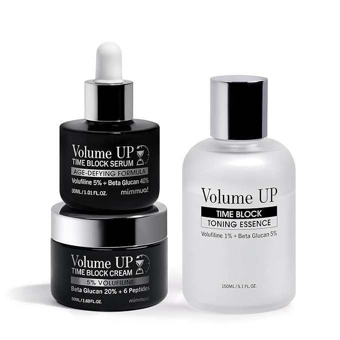 Volume UP Toning Essence & Serum & Cream for Skin Volume | Volufiline, Beta Glucan, Peptides | Botox in a Bottle | Plumps Skin by Stimulating Fat Cells | Anti-Aging Topical Filler