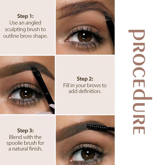 Eyebrow Powder Medium Brown Kit,Eye Brow Powder for Women with Double-ended Eyebrow Brush,Long-Lasting Waterproof Two Colors Brow Filler Get Full Defined Natural Brows,Brown Eyebrow Powder Makeup