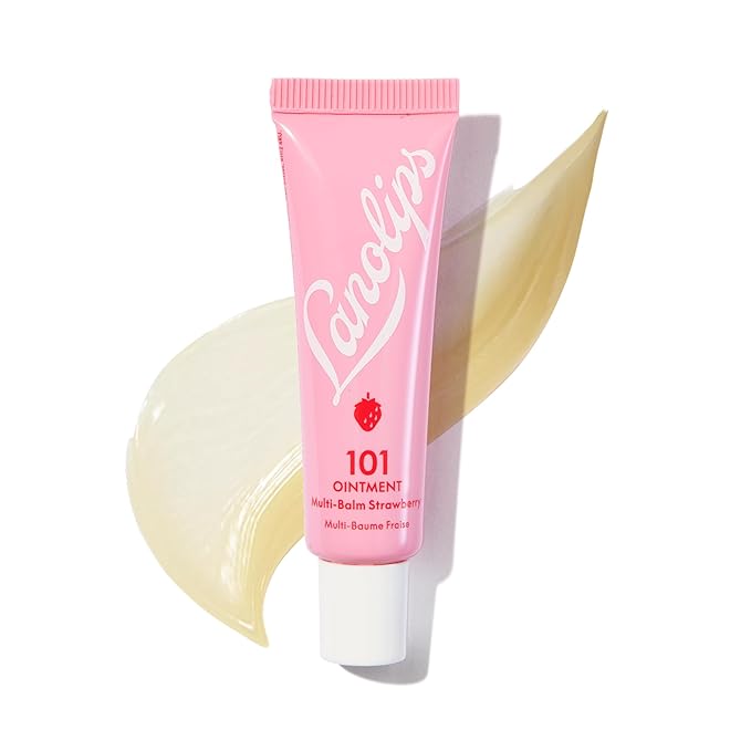 Lanolin 101 Multipurpose Ointment - Lanolin Lip Balm & Healing Ointment for Skin Barrier Repair - Moisturizer for Dry Lips, Cuticles & Elbows - No Petroleum Formula - Strawberry (0.35 oz)