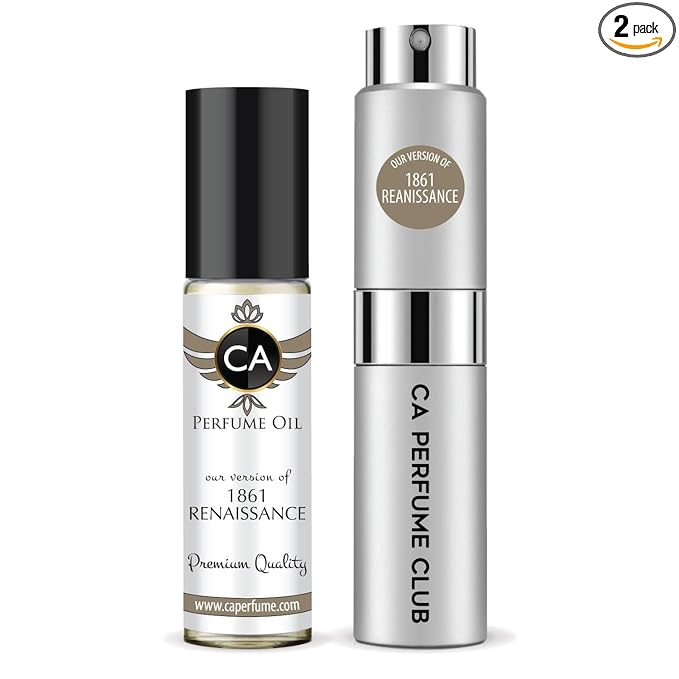 CA Perfume Duo Impression of 1861 Renaissance For Women And Men Perfume Layering Set Long Lasting Travel Size EDP + Body Oil Roll-On Bottle 0.27 Fl Oz+0.33 Fl Oz