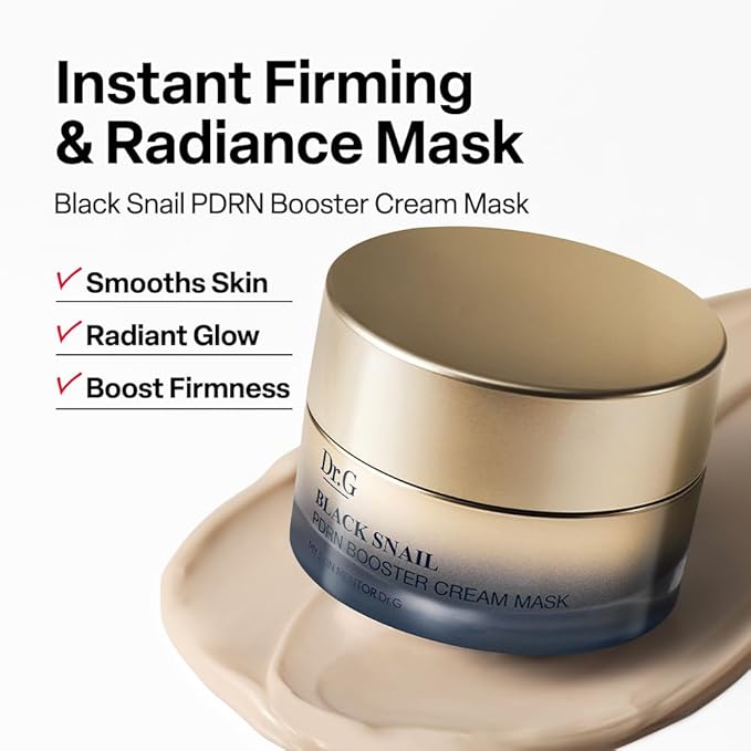 Dr. G Black Snail PDRN Booster Cream Mask - Enhanced Black Snail Mucin with PDRN for Firming, Moisturizing, Smooth Skin Texture - Korean Skin Care - Overnight & Wash-Off Face Mask - 1.69 fl oz
