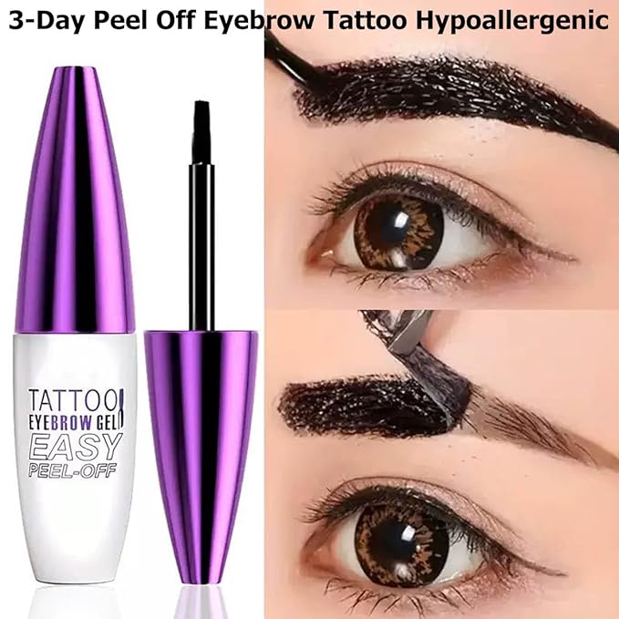 Gray Brown Eyebrow Gel 2 Pack Tatoo Eyebrow Gel Peel Off Waterproof Smudgeproof Long Lasting Tinted Eyebrow Gel (03# Gray Brown)