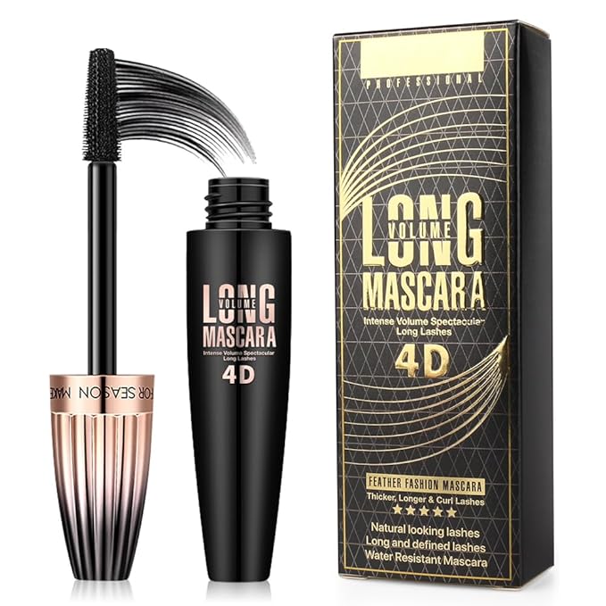 4D Silk Fiber Lash Mascara- Waterproof Mascara Black Volume and Length, Easily to Create Amazing Lashes for Thicker, Long Lasting and Curly Eyelashes