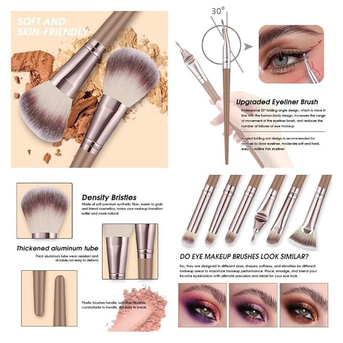 HGHDBT 72Pcs Brown Makeup Brushes Set Professional with Case Premium Synthetic for Foundation Concealer Blush Eyeshadow Powder Contour Makeup Brush Kit Face Eye Make up Brushes & Tools