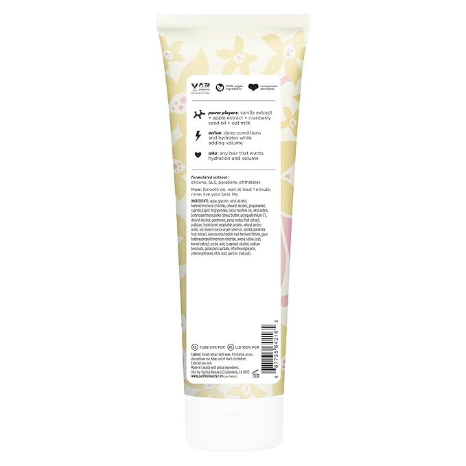 Pacifica Vanilla Oat Milk Hair Conditioner – Volumizer for Fine/Flat Hair, Weightless Oat Milk & Apple Extract for Bounce & Smoothness, Silicone Free Clean Beauty, Vegan Cruelty-Free