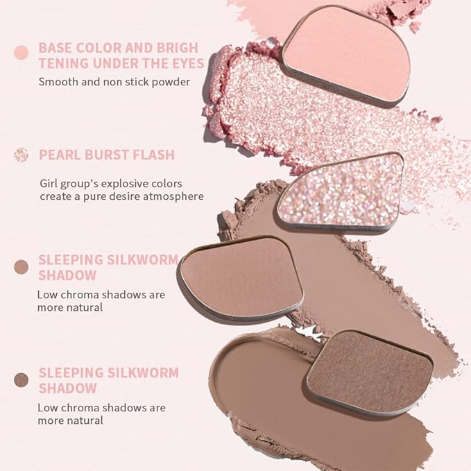 Matte Eyeshadow Palette, 4 Color High Pigment Blendable Eye Shadow Makeup For Older Women, Shimmer Eyeshadow Palette Makeup (02#, Pack of 1)