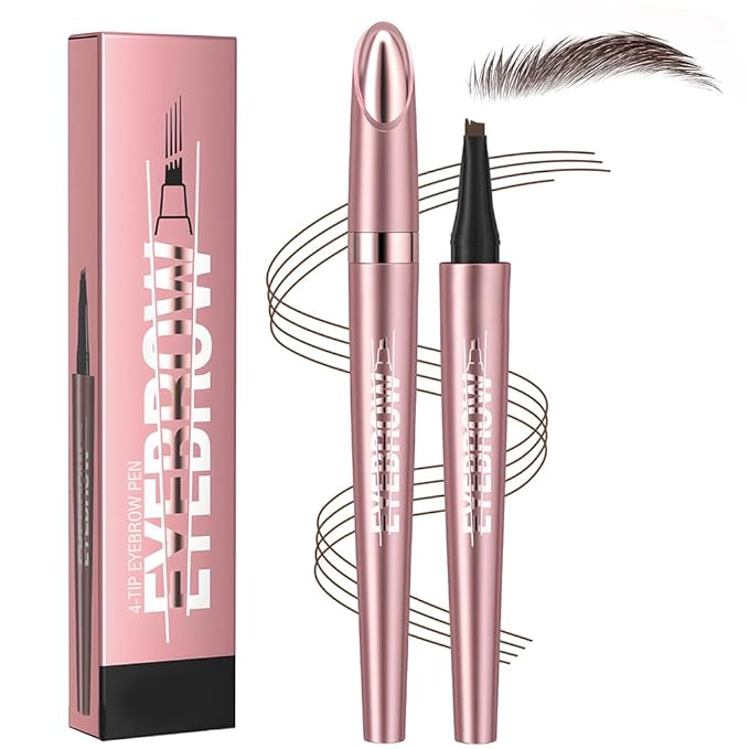 Microblading Eyebrow Pen, 2026 Upgraded 4-Tip 3D Waterproof Eyebrow Pencil, Premium Eye Brow Pen Natural Magic Eyebrow Makeup Fine Stroke Contouring Pencil Long-Lasting Stay on All Day (Dark Brown)