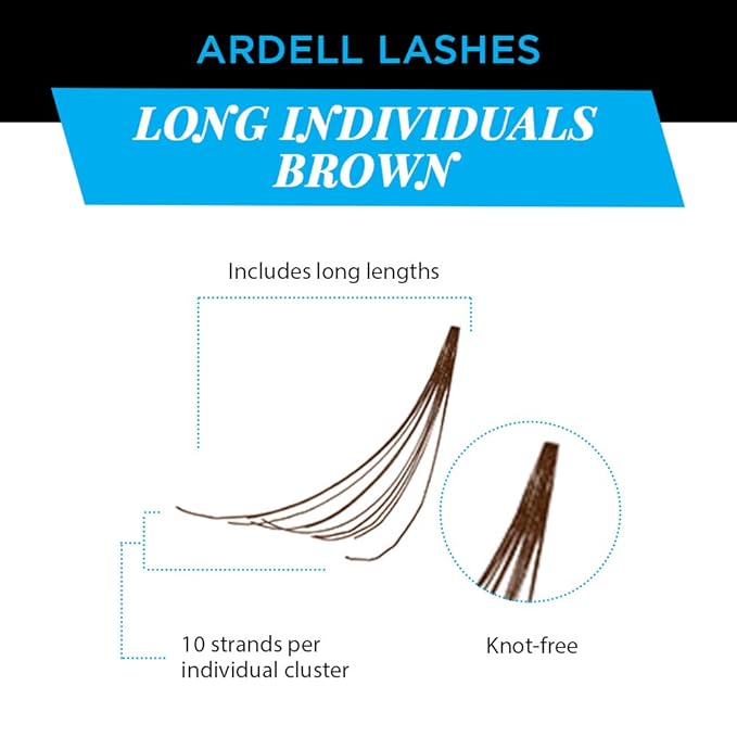 Ardell Individual False Eye Lashes - Long, Brown, Natural Look DIY Lash Clusters, Easy Application for Eyelash Extension Effect, 4-Pack