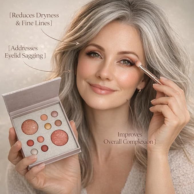 K'APEINE All-in-One Baked Makeup Palette, Eyeshadow, Blush Bronzer Eye Shadow Palette, Neutral Highly Pigmented Shades, Buildable & Blendable, Travel-Size Compact, Full Face Makeup Gift Set for Women