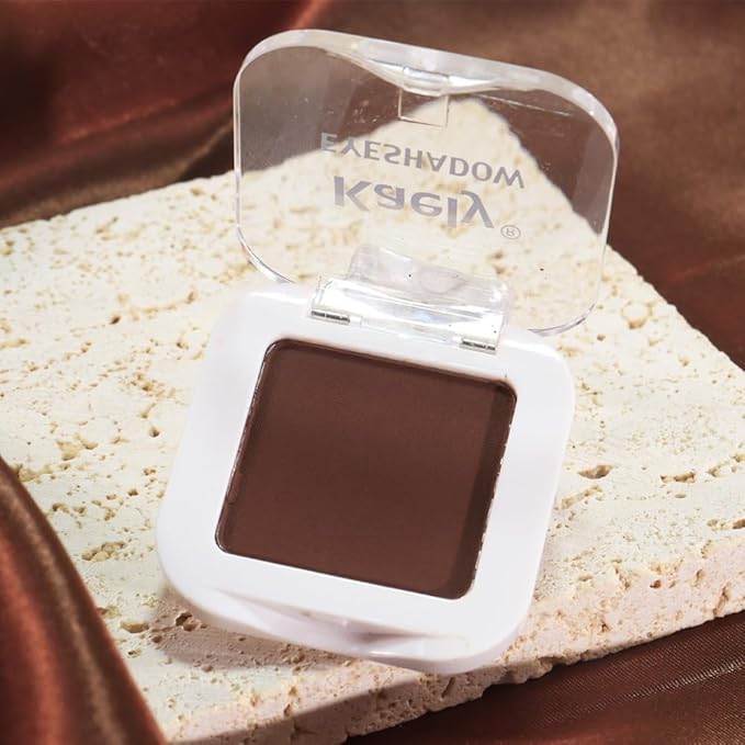 Dark Brown Matte Eyeshadow Singles Makeup for Older Women, Coffee Mocha Cocoa Chocolate Brown Cream Single Matte Eye Shadow PaletteHigh Pigment Waterproof Monochrome Mini Eyeshadow Palette
