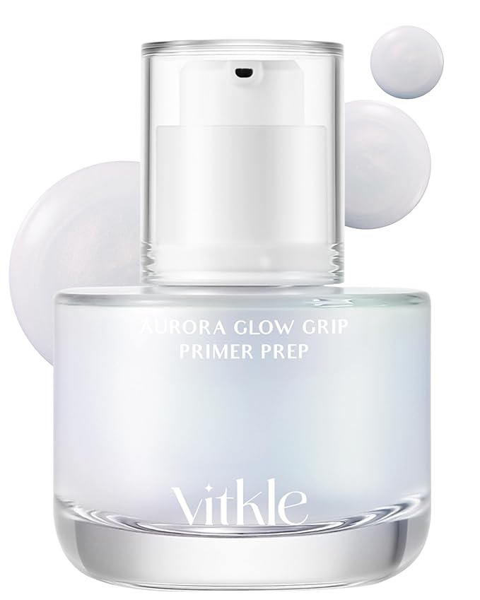 Aurora Glow Grip Primer Prep - Korean Illuminating Makeup Base for Radiant Skin - 8-Layer Hyaluronic Acid and Ceramides - Pore Minimizing, Sebum Control, Long Lasting Makeup, 1.01 fl.oz.