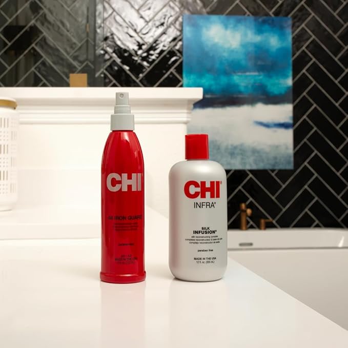CHI Infra Silk Infusion, Silk Reconstructing Leave-In Hair Treatment for Creating Smooth, Shiny, Strong Hair, 12 Oz (Pack of 2)