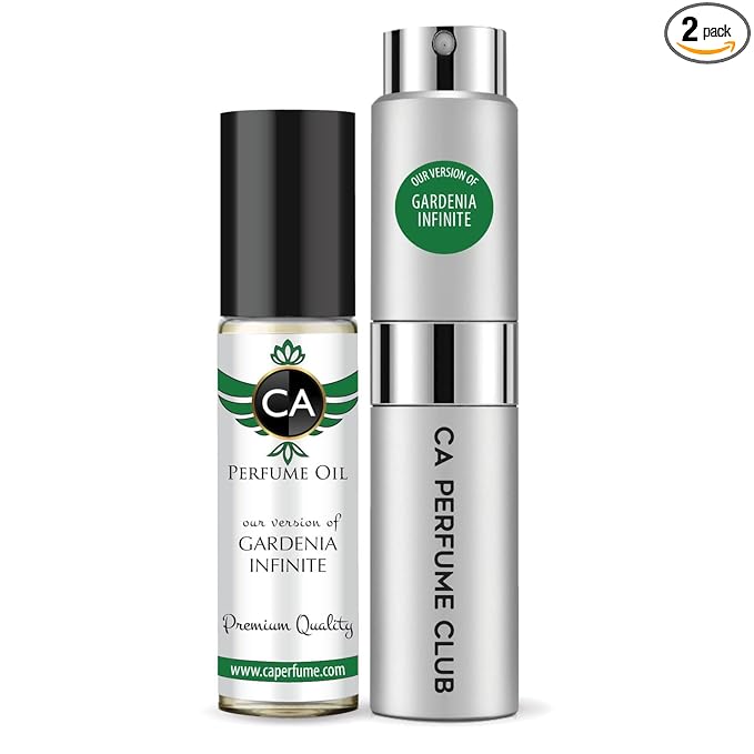 CA Perfume Duo Impression of Gardenia Infinite For Women And Men Perfume Layering Set Long Lasting Travel Size EDP + Body Oil Roll-On Bottle 0.27 Fl Oz+0.33 Fl Oz