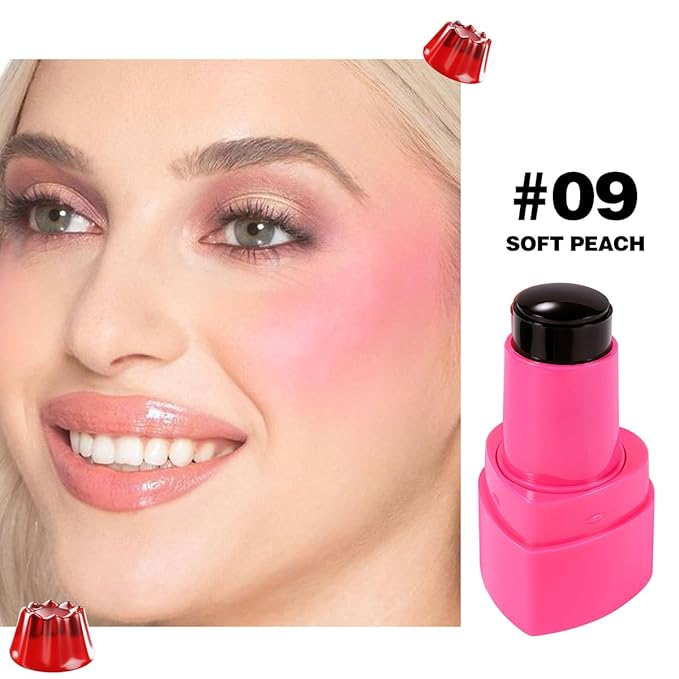 Multi-Use Cooling Water Jelly Blush, Juicy Love Blush, 3-In-1 Cheek Tint & Eyeshadow & Lip Tinted, Long-Lasting Moisture Creates A Moist Watercolor Effect-1,000+ Swipes Per Stick (#09)