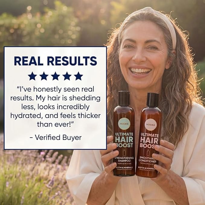 Moerie Hair Growth Shampoo and Conditioner for Women and Men, Hair Loss Solution with Biotin and Rosemary, Thickening Shampoo and Conditioner for Thinning Hair – Promotes Regrowth