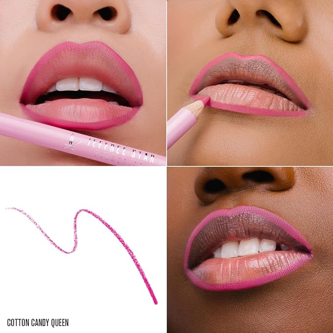 Jeffree Star Cosmetics Velour Lip Liner, Creamy Formula, Satin Finish, Long-Lasting, Peptide Complex, Mineral Oil-Free, Vegan & Cruelty-Free (Cotton Candy Queen)