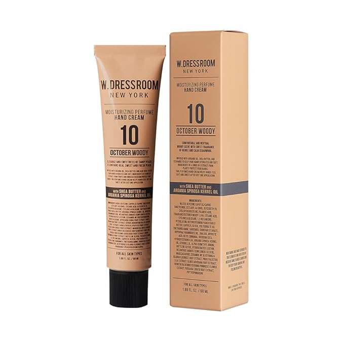 W.Dressroom Moisturizing Hand Cream for Dry Hands, Non-Greasy, Quick-Absorbing Korean Hand Lotion, Travel Size 1.69 fl oz (50 ml), No.10 October Woody Scent