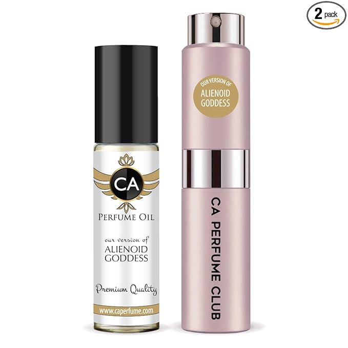 CA Perfume Duo Impression of Alienoid Goddess For Women Perfume Layering Set Long Lasting Travel Size EDP + Body Oil Roll-On Bottle 0.27 Fl Oz+0.33 Fl Oz