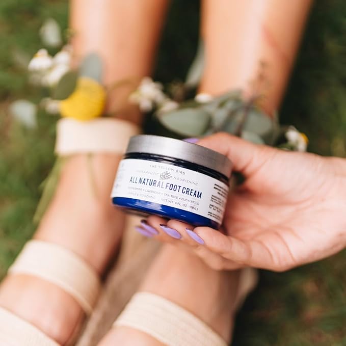 All Natural Foot Cream for Cracked Heels & Dry Feet – USA Made Organic Foot Balm for Callus Softening – Hydrating Foot Care Moisturizer with Peppermint, Tea Tree, Lavender & Eucalyptus