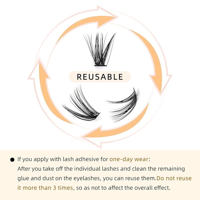 QUEWEL Lash Clusters 240Pcs Individual Lashes 40D+50D D Curl 8-14mm Length DIY Lash Extension Soft False Eyelashes Wispy Cluster Lashes Easy to Create Natural Look At Home(40D+50D-D-MIX8-14)
