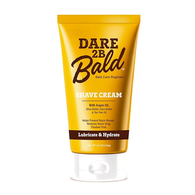 Dare 2B Bald Shaving Cream for Sensitive Skin Men | Natural Shaving Cream with Argan Oil, Shea Butter, Cocoa Butter & Tea Tree Oil | Bald Head Shave Lotion | Rich Hydration and Moisture - 5.0 OZ