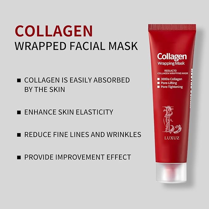 Luxuz Korean Collagen Wrapping & Infusion Peel-Off Mask – Hydrating, Firming, Pore Tightening & Elasticity Boost – Korean Glass Skin Glow – Anti-Aging Collagen Face Mask 70ml