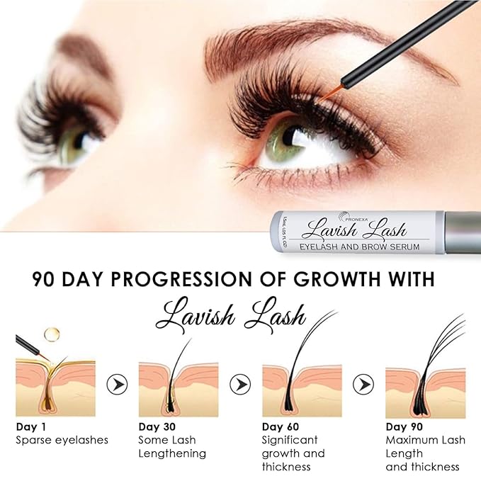Pronexa Hairgenics Lavish Lash – Eyelash Growth Enhancer & Brow Serum with Biotin & Natural Growth Peptides for Long, Thick Lashes and Eyebrows! Dermatologist Certified, Cruelty Free & Hypoallergenic.