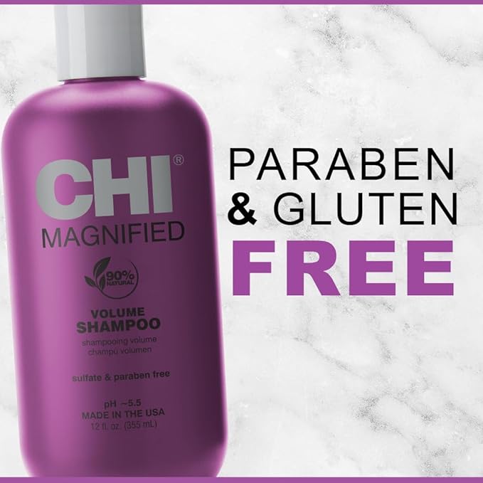 CHI Magnified Volume Shampoo, Boosts Volume & Body & Builds Strength & Shine, Great For Fine Hair, Sulfate, Paraben, & Cruelty-Free, 12 Oz