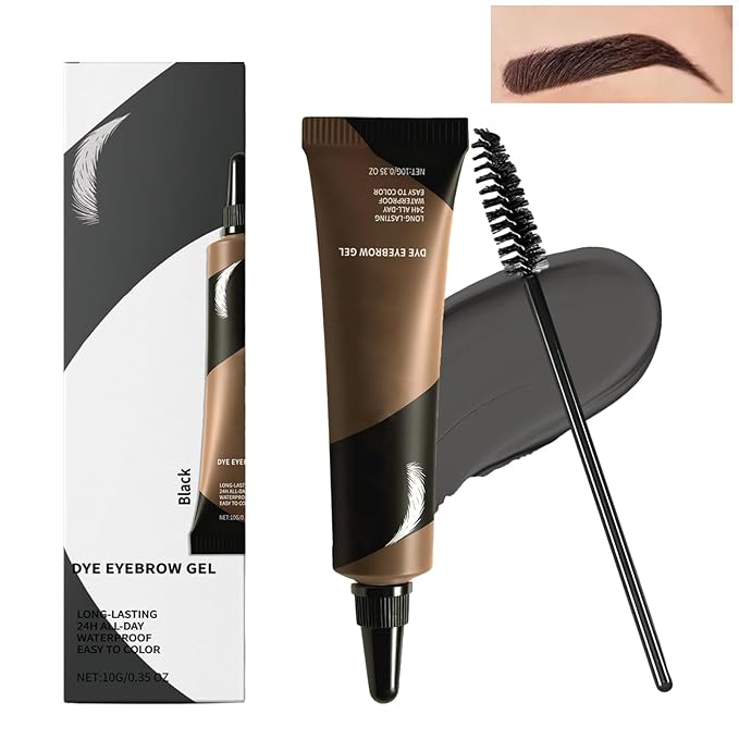 Long-lasting Waterproof Smudge-proof Liquid Eyebrow Gel/Tint, Sweatproof Eyebrow Dye Cream - Multifunctional Brow Definer for Salon Use, Eyebrow Dye for Women （BLACK）