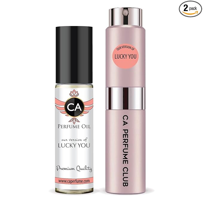 CA Perfume Duo Impression of Lucky You For Women Perfume Layering Set Long Lasting Travel Size EDP + Body Oil Roll-On Bottle 0.27 Fl Oz+0.33 Fl Oz