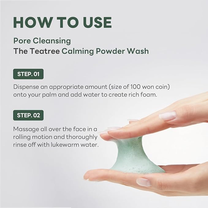 Mediheal Teatree Calming Powder Wash (1.76 oz) - Hydrating Daily Facial Cleanser with Gentle and Rich Bubbles for Remove Blackhead