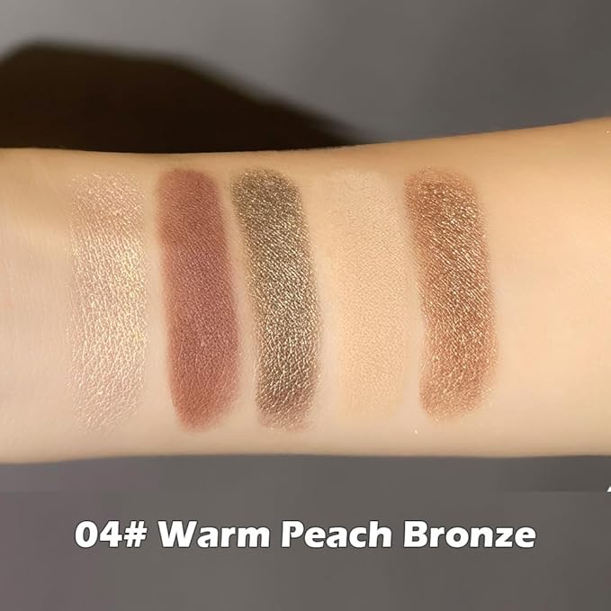 Mivota Warm Brown Nude Eyeshadow Palette 5 Colors Peach Pink Shimmer and Matte Brown Highly Pigmented Long Lasting Blendable Bronze Neutral Eyeshadow for Natural Daily Makeup, 4#