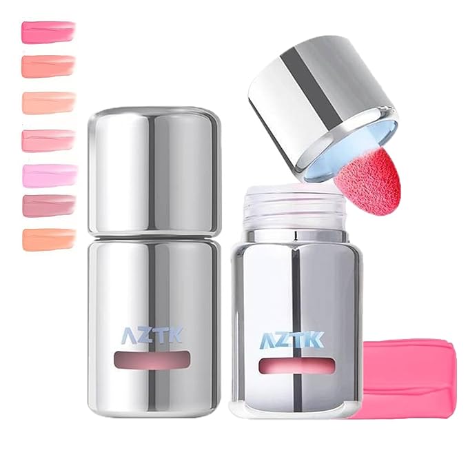 Aztk Liquid Blush, Jelly Color Liquids Blushes with Sponge Head, Matte Nude Makeup Blusher Cream, Lasting, Lightweight, All-day Moisturizing and Smooth, Self-Contained Brush, Portable Makeup (JC03)