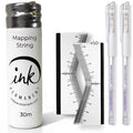 Ink Permanent Eyebrow Mapping Kit with 30m Pre-Inked Brow Mapping String, 2 White Mapping Pens and 50 Flexible Eyebrow Measuring Rulers for PMU, Microblading and Brow Design