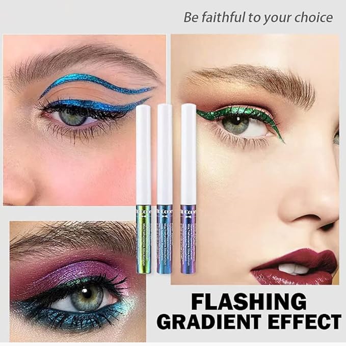 Mysense Chameleon Liquid Glitter Eyeliner, Metallic Satin Eyeliner Liquid Liner Multi-Reflective Sparkle Finish, Smudge-proof Long-lasting Glitter Eye Shadow Makeup, #01 Gold