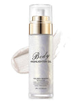 Body Shimmer Glow Oil, Waterproof Long Lasting Face Brighten Sliver Luminizer, Moisturizing Hydrating Body Liquid Illuminator Highlighter Women Makeup, Shiny Diamond Face Glitter for Festive Party#01