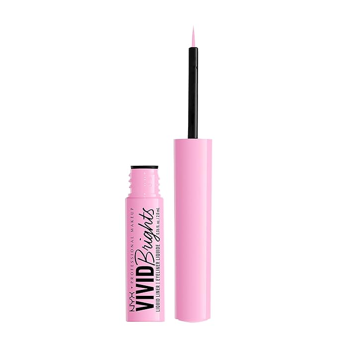 NYX PROFESSIONAL MAKEUP Vivid Brights Liquid Liner, Smear-Resistant Eyeliner with Precise Tip - Sneaky Pink (Pack of 2)