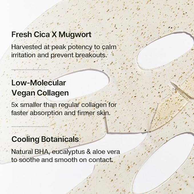 NDP Collagen Cica Cooling Hydrogel Face Mask, Soothing Ice Mask for Depuffing, Puffiness, Sunburn, After Sun & Microneedling, Vegan Collagen & Centella, Korean Skincare (36g x 1ea)