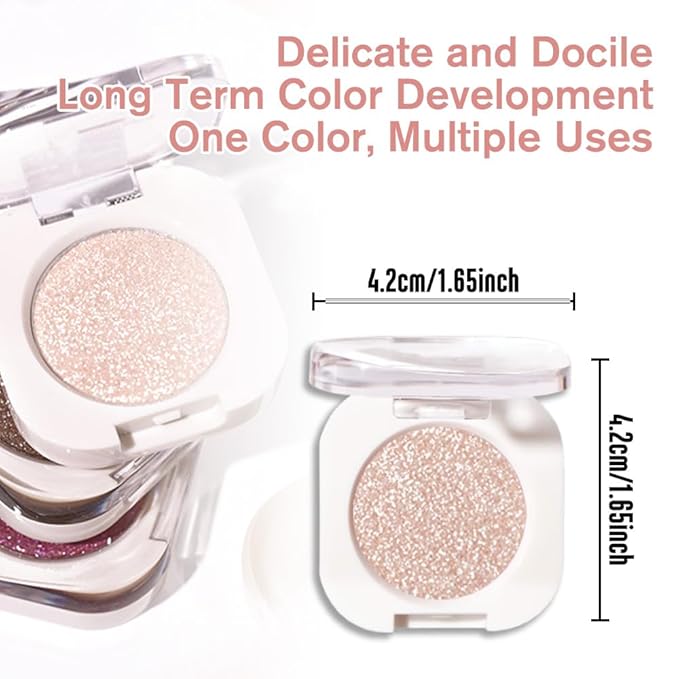Pear White Single Cream Shimmer Eyeshadow Makeup, Sheer White Glitter Eye Shadow for Mature Skin, Singles Eyeshadows Palette Pigmented Waterproof, sombras para ojos, Vegan & Cruelty-Free