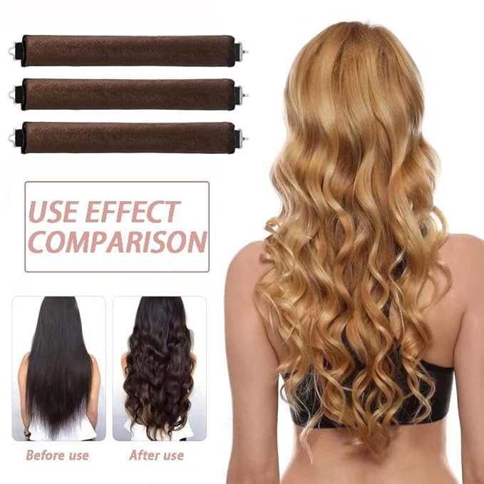 Overnight No Heat Hair Curls 3Pcs, for Long Medium Hair Overnight Heatless Jumbo Flexi Rods With Hook for Heatless Curlers Headband