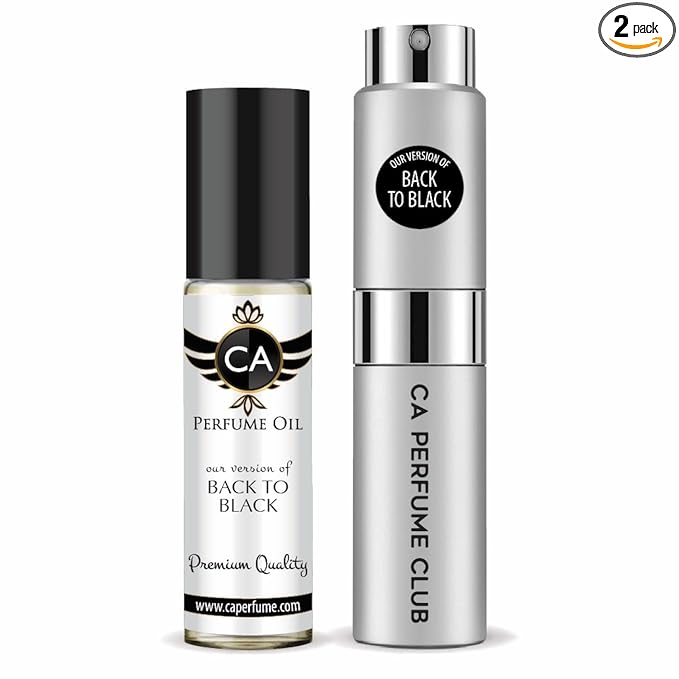 CA Perfume Duo Impression of Back To Black For Women And Men Perfume Layering Set Long Lasting Travel Size EDP + Body Oil Roll-On Bottle 0.27 Fl Oz+0.33 Fl Oz