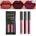 evpct 3Pcs Dark Red Purple Matte 24-hour Liquid Lipstick Sets, Matte Lipstick Lip Stain Long Lasting 24 Smudge Waterproof Lip Gloss Gift Set Matt Lipsticks Set Matt Liquid Women Makeup Lipstick 06